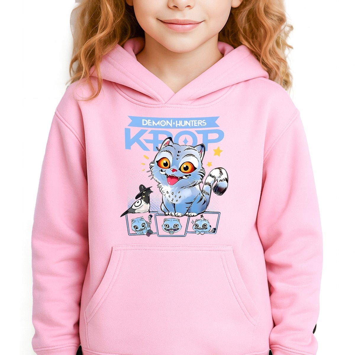 Bluza Dziecięca Różowa Z Kapturem DEMON HUNTERS Muzyka Wzory Rozmiar 152 cm