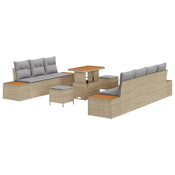 Zestaw Sof Ogrodowych z Modułowym Układem, Beżowy, Rattan, 35-75x60 cm