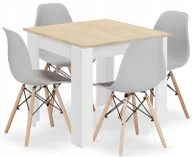 Stoły z krzesłami - Stół biały + dąb sonoma z szarymi krzesłami 4 sztuki P1-R74 - miniaturka - grafika 1