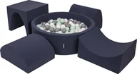 Suche baseny - KiddyMoon KiddyMoon Piankowy plac zabaw PPZP-OK30D-135 z piłeczkami granatowy: biały-szary-mięta basen 300/górka/tunel/rampa L/półwałek L Zabawka plac zabaw - miniaturka - grafika 1