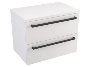 Szafka Wisząca Z Blatem ATH 60 cm - Biały Mat - Uchwyty Czarne Matowe - Szafki łazienkowe - miniaturka - grafika 1