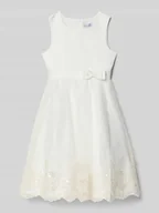 Sukienki i spódniczki dla dziewczynek - Sukienka z haftami i wiązaną aplikacją - miniaturka - grafika 1