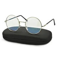 Okulary korekcyjne, oprawki, szkła - Okrągłe okulary Lenonki z filtrem światła niebieskiego do komputera zerówki FLEX STDBLF1A - miniaturka - grafika 1