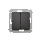 Wyłączniki światła i elektryczne - Łącznik schodowy Kontakt-Simon 54 DW6/2.01/49 podwójny moduł 10AX, 250V~, zaciski śrubowe czarny - miniaturka - grafika 1