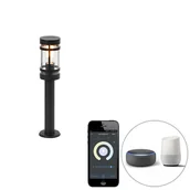 Lampy ogrodowe - QAZQA Inteligentna lampa zewnętrzna czarna 50 cm IP44 z Wifi ST64 - Gleam - miniaturka - grafika 1