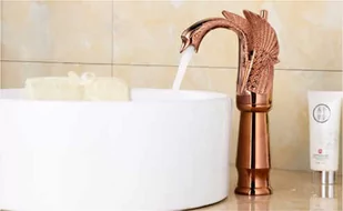 Bateria umywalkowa retro EMITA złota łabędź - miedziany - Baterie umywalkowe - miniaturka - grafika 1
