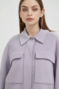 Calvin Klein kurtka wełniana kolor fioletowy przejściowa - Kurtki damskie - miniaturka - grafika 1