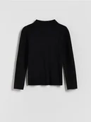 Swetry dla dziewczynek - Reserved - Gładki sweter z wiskozy - czarny - miniaturka - grafika 1