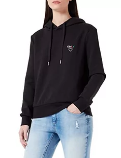 ONLY Damska bluza z kapturem Onlnoomi L/S z kapturem Noos, Czarny/nadruk: tylko logo, S - Bluzy damskie - miniaturka - grafika 1