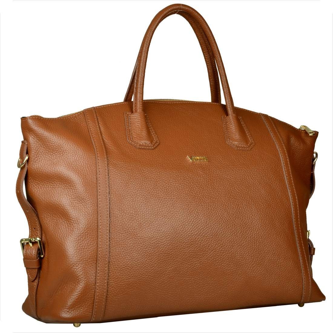 Bardzo duża torebka skórzana shopper bag XXL brąz camel