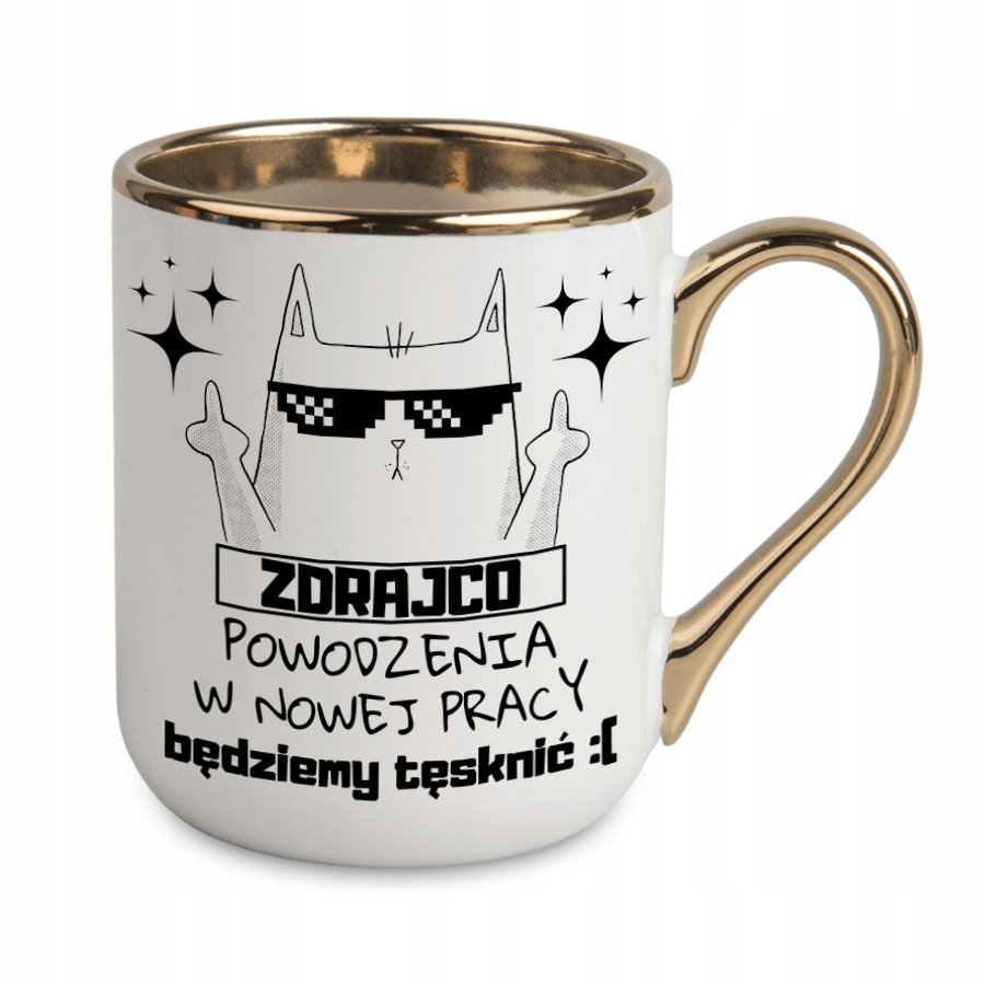 KUBEK NA POŻEGNANIE ODEJŚCIE KOLEŻANKI KOLEGI Z PRACY BIURA GRAWER ZŁOTY