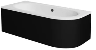 Czarno-biała wanna asymetryczna akrylowa z obudową Avita Besco 180 cm Lewa - Wanny Czarno-biała wanna asymetryczna akrylowa z obudową Avita Besco 180 cm Lewa - Wanny - miniaturka - grafika 1