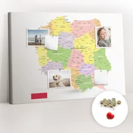 Tablice i flipcharty - Korkowa Tablica 100x70 cm - Mapa Polski + Metaliczne Pinezki - miniaturka - grafika 1