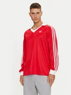 Koszulki męskie - adidas Longsleeve adicolor Piqué Football IX5226 Czerwony Regular Fit - miniaturka - grafika 1