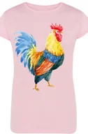 Koszulki i topy damskie - Damski T-Shirt Kolorowy Kogut Modny Rozm.L - miniaturka - grafika 1