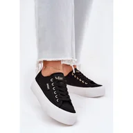 Trampki damskie - Trampki Damskie Z Koronką Lee Cooper LCW-25-31-3439L Czarne - miniaturka - grafika 1