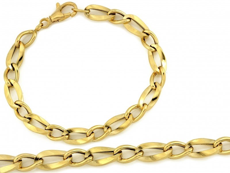 Bransoletka złota łańcuszek 585 z dużych Ogniw r19 błyszczące OWALE 5.49g