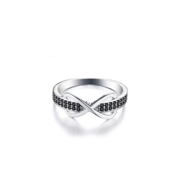 ankabizuteria.pl Srebrny pierścionek NIESKOŃCZONOŚĆ z czarnymi cyrkon