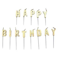 Dekoracje i nakrycia stołu na imprezę - Świeczki Happy Birthday Zlote - miniaturka - grafika 1
