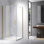 Kabiny prysznicowe - HYDROSAN Kabina prysznicowa prostokątna narożna 90x80x195 drzwi pojedyncze składane złota szkło transparentne uniwersalna z powłoką Nano Glass ZES-KZ20C-GL-90X80 - miniaturka - grafika 1