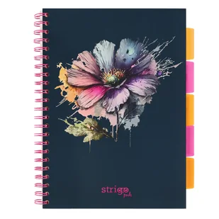 Kołozeszyt STRIGO PADS Project Book A4 kratka Kwiaty granatowy - Zeszyty szkolne - miniaturka - grafika 1