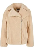 Kurtki damskie - Urban Classics Panie Sherpa Biker Kurtka Damska Kurtka, Beżowy (Unionbeige), XL - miniaturka - grafika 1