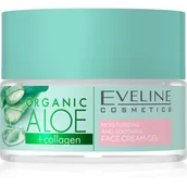 Kremy do twarzy - Eveline COSMETICS Organic Aloe + Collagen Nawilżająco-łagodzący krem-żel do twarzy, 50 ml - miniaturka - grafika 1