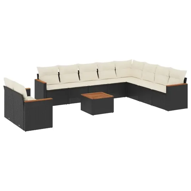 Zestaw mebli ogrodowych modułowych czarny - rattan PE, stal, 62 x 62 x 69
