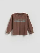 Bluzy i sweterki niemowlęce - Reserved - Longsleeve z nadrukiem - ciemnofioletowy - miniaturka - grafika 1