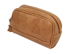 Skórzana Kosmetyczka Prostokątna MAGRE (PL) Skóra Naturalna Licowa Adrian DeLuxe JASNY BRĄZOWY Tekstura 24 x 17 x 10 [cm] - Kosmetyczki, organizery i kuferki - miniaturka - grafika 6