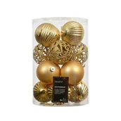 Bombki - Bombki plastikowe mix złoty 8 cm 16 szt. - miniaturka - grafika 1