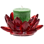 Świeczniki - Świecznik kryształowy Lotos - czerwony 11 x 5,5 cm - miniaturka - grafika 1