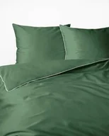 Pościel - Detexpol Pościel satynowa 220x200 zielona z lamówką Mako Satin 62 - miniaturka - grafika 1