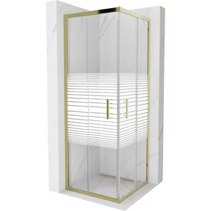 Mexen Rio kabina prysznicowa kwadratowa 70x70 cm, pasy, złota - Kabiny prysznicowe - miniaturka - grafika 1