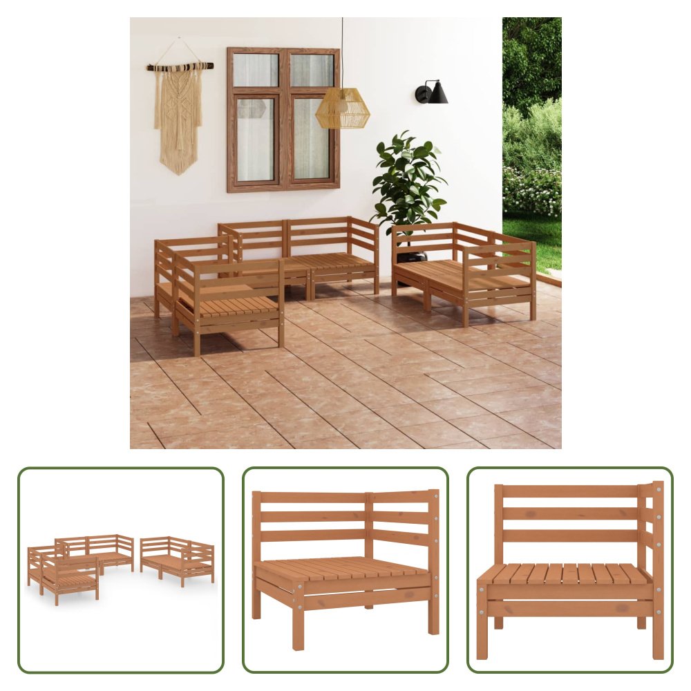 The Living Store 6-częściowy zestaw wypoczynkowy do ogrodu miodowy brąz lite drewno sosnowe