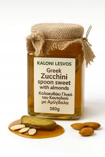 Cukinia z Migdałem w Syropie 380g - Tradycyjna Grecka „Słodka Łyżka” Lesvos - Zdrowa żywność - miniaturka - grafika 1