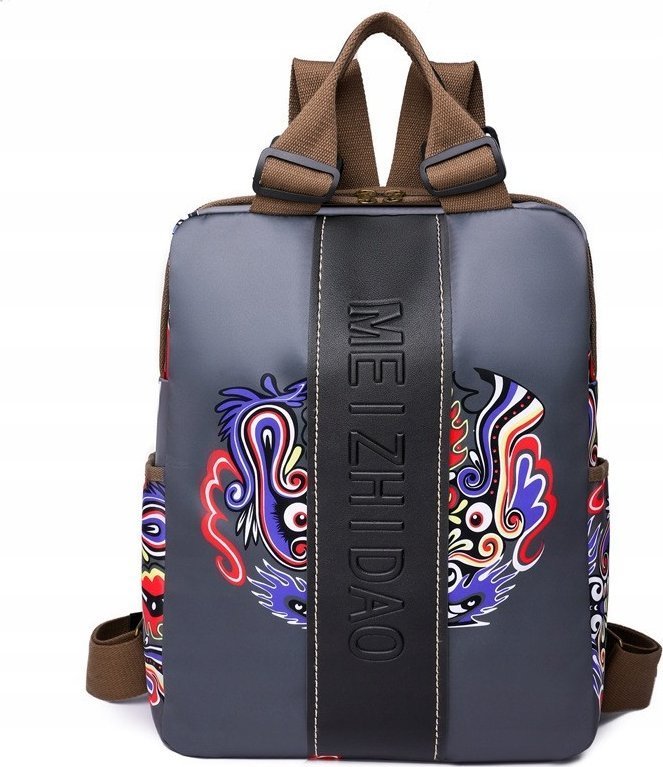 Modny Plecak Damski Młodzieżowy Nylonowy Czarny Stylowy Mieszczący A4