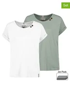 Koszulki i topy damskie - Sublevel Koszulki (2 szt.) w kolorze białym i miętowym - miniaturka - grafika 1