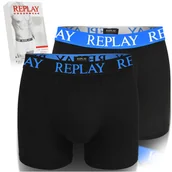Majtki męskie - Replay Bokserki Męskie Majtki 2 sztuki Bawełna Czarne Kolor Logo Roz. M - miniaturka - grafika 1