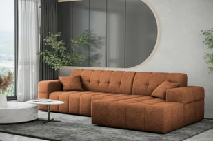 Sofa w kształt L NIMES narożnik tkanina Perfect Harmony pomarańczowy prawy - Narożniki - miniaturka - grafika 1