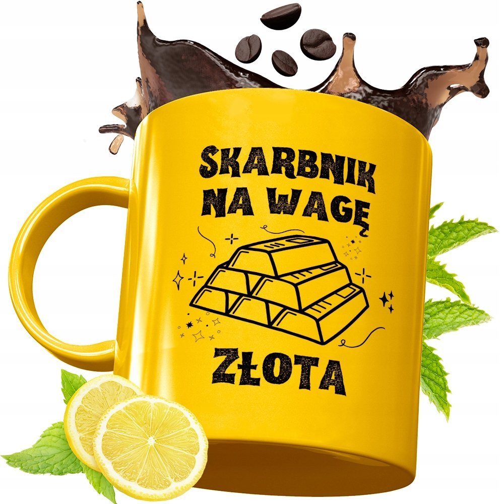 Złoty Kubek Premium Dla Skarbnika Prezent z Nadrukiem ze Zdjęciem + Opakowanie na prezent (wzór 02)