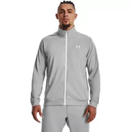 Bluzy sportowe męskie - Męska bluza rozpinana bez kaptura Under Armour Sportstyle Tricot Jacket - szara - UNDER ARMOUR - miniaturka - grafika 1