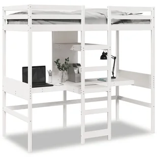 Łóżko na antresoli, z biurkiem i półkami, białe, 90x200 cm Lumarko! - Łóżka dla dzieci i młodzieży - miniaturka - grafika 1