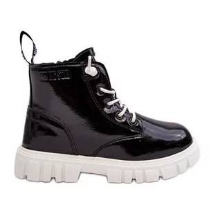 Ocieplane Lakierowane Botki Dziecięce Big Star MM374147 Czarne - Buty dla dziewczynek - miniaturka - grafika 1