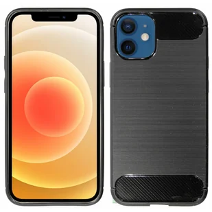 Etui silikonowe Bumper Carbon do iPhone 12 Mini Etui TPU Miękkie etui na telefon komórkowy Pokrowiec ochronny Czarny - Etui i futerały do telefonów - miniaturka - grafika 1