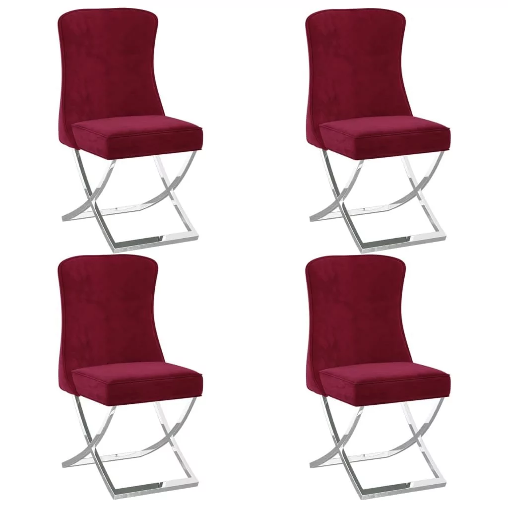 vidaXL Lumarko Krzesła stołowe, 4 szt., winna czerwień, 53x52x98 cm, aksamitne 3074919