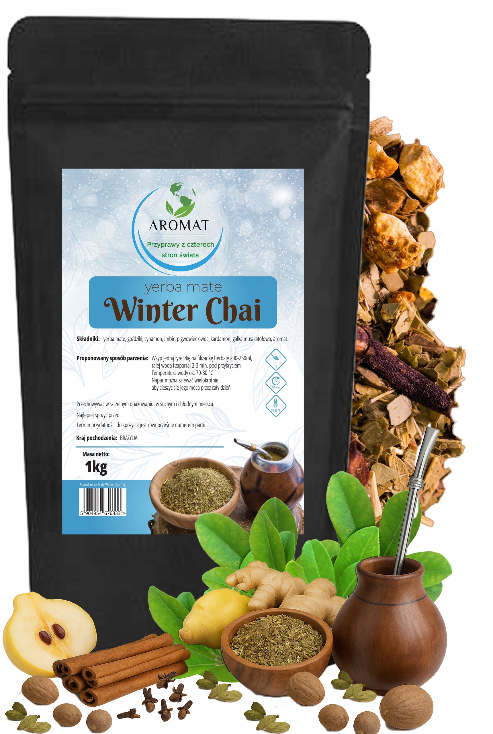 Yerba Mate Winter Chai 1KG Zimowa Goździki,cynamon, Imbir ,kardamon 1000G