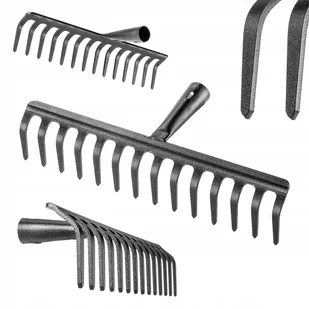 KADAX Grabie Do Liści Stalowe 14-Zębne Grabki Ogrodowe Gleby Trawy Bez Trzonka - Grabie i motyki - miniaturka - grafika 1