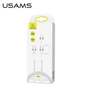 USAMS Kabel pleciony U31 USB-C na USB-C /lightning 60W PD Fast Charge biały/white SJ403USB02 (US-SJ403) - Kable USB - miniaturka - grafika 1