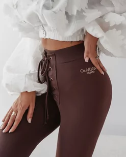Legginsy damskie OLAVOGA EYELETS brąz S - Olavoga - Spodnie damskie - miniaturka - grafika 1